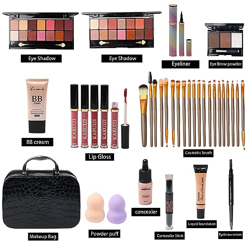 MTDXILTAI All in One Makeup Kit for Makeup storage bag 2X14 Colors Eyeshadow Palette Liquid Foundation Eyeliner Pencils Co...