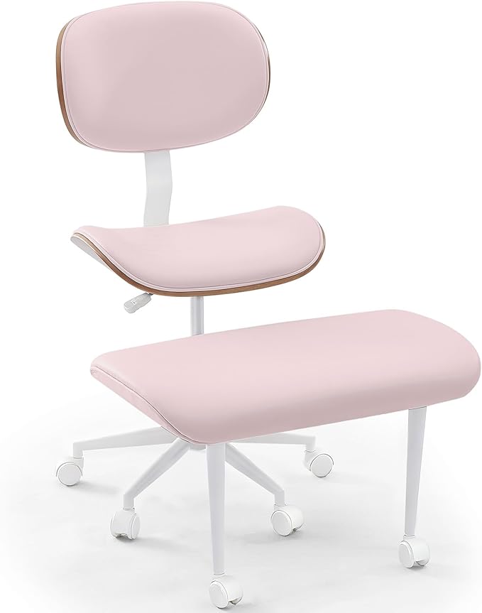 Bestier Meditation Chair with Wider Bentwood Back Support, Ergonomic Cross Legged Office Chair for Adults up to 300 lbs, 360° Swivel Adjustable Height for Multi Position (Contemporary Bentwood, Pink)