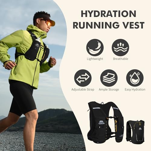 AONIJIE Running Hydration Vest for Men & Women, 8L Hydration Backpack, Multiple Pocket Designs for Water Bottles/Bladders,...