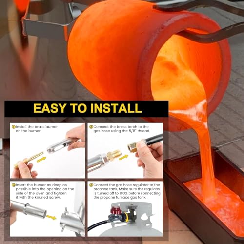 Nelyrho 3KG Propane Smelting Furnace Kit for Beginners – Easy-to-Use Portable Metal Smelter with Crucible, 2 Ingot Molds, ...
