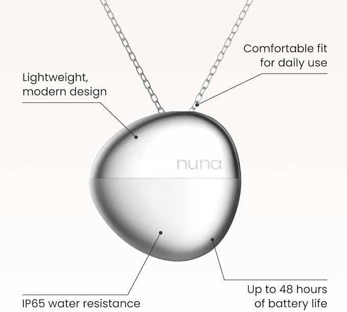 NUNA Pendant – Smart Necklace for Mood Emotion Monitoring Tracking, Mindfulness Vibration Waves, Meditation Support, Hourly Story of Mood Snapshot, Emotional Awareness App, Smart Wellness Wearable