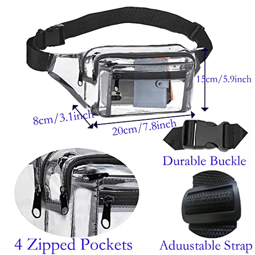 Clear Fanny Pack Stadium Approved Transparent Waist Bag for Women,Fashion Belt Bag Bum Bag for Festival Travel Beach Conce...