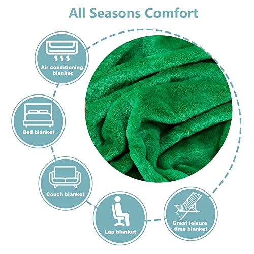 NANPIPER Fleece Blankets Super Soft Flannel Queen Size Blanket for Bed Luxury Cozy Microfiber Plush Fuzzy Blanket,Emerald ...