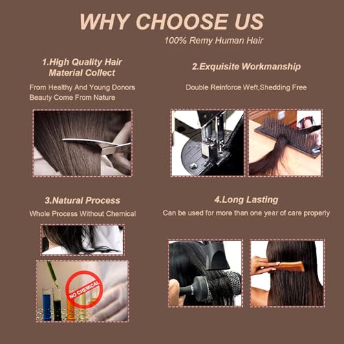 Clip in Hair Extensions Real Human Hair 120g 7pcs Human Hair Clip in Extensions 16 Inch Chocolate Brown Mixed Caramel Blonde #4/27/4 Thickened Straight Real Hair Extensions Clip in Human Hair