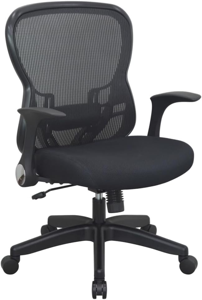 NBF Mesh Office Computer Ergonomic Chair with Memory Foam, Black Mesh Back, Black Matrix Fabric Seat, Adjustable Height, Lumbar Support Chair
