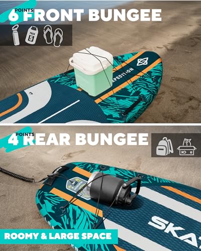 Skatinger Leafy Green & Blue Bundle｜11'6"x35" Super Wide Inflatable Stand Up Paddle Boards, All Accessories2, 100L Backpac...