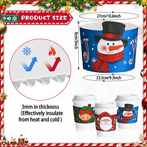 Faccito 120 Pieces Christmas Coffee Cup Sleeves Bulk for 12 oz, 16 oz Christmas Disposable Corrugated Paper Cup Sleeves wi...
