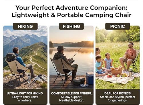 Toucans Camping Chair Portable Backpacking Chair - Ultralight Folding Chair - Compact, Lightweight Foldable Chairs for Hik...