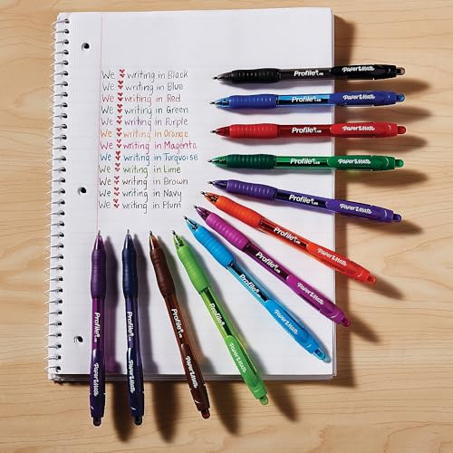 Paper Mate Profile Retractable Ballpoint Pens Bold, 1.4mm, Assorted Colors, 12 Count - Back to School, Home, Office, Teach...
