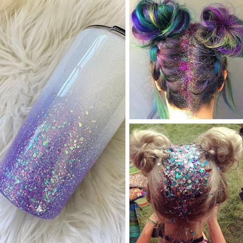 CIYOWTA Holographic Chunky Glitter, Chunky and Fine Mix Sequins, Set of 40 Colors Festival, Iridescent Glitter for Crafts,...