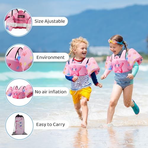 Kids Swim Vest for Children Learn Swimming Training Toddler Floaties with Adjustable Non-Slip Buckle Shoulder Harness Arm ...