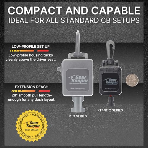 Gear Keeper CB Radio Microphone Keeper - Retractable Mic Holder With Heavy Duty Snap Clip Mount for Truck Radio - CB Radio...