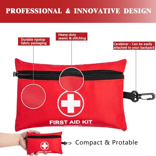 Atickyaid Mini First Aid Kit - 140 Piece Small First Aid Medical Kit for Car, Home, Office, Travel, Camping, Sports, Outdo...