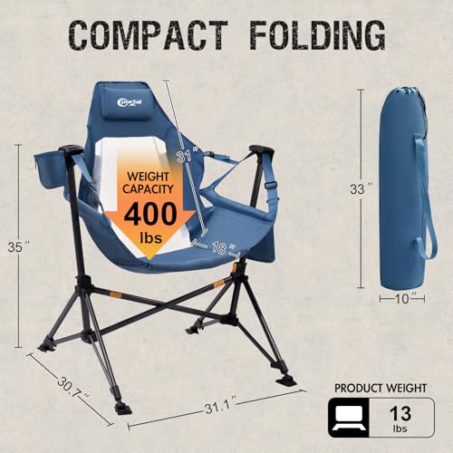 Portal Hammock Camping Chair, Portable Outdoor Swinging Chairs, Rocking Chair for Adults with Adjustable Back and Height f...