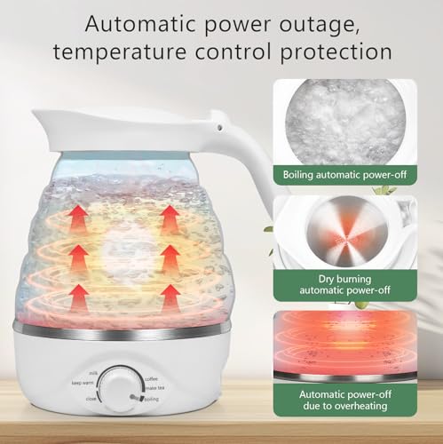 Xfbaozxy Travel Foldable Electric Kettle, Collapsible Kettle Travel Electric Collapsible Electric Tea Kettle Food Grade Si...