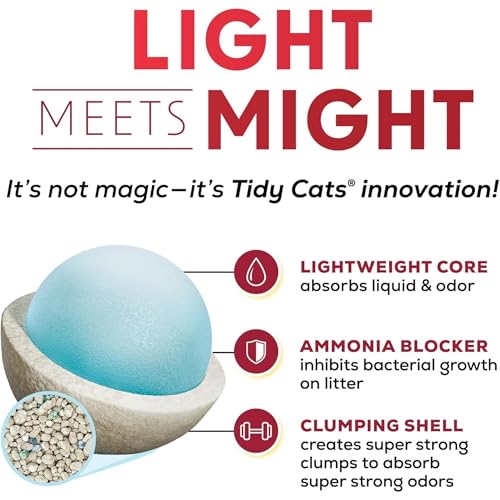 Purina Tidy Cats LightWeight 24/7 Performance Odor control, Multi-Cat, Clumping, 99.9 Percent Dust Free Cat Litter - 17 l...