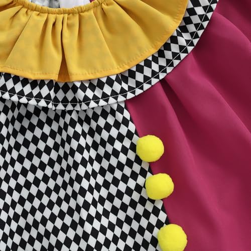 Pudcoco Toddler Baby Boys Girls Halloween Clown Costume Long Sleeve Contrast Color Ruffle Layered Jumpsuit Romper with Hat (Black, 18-24 Months)