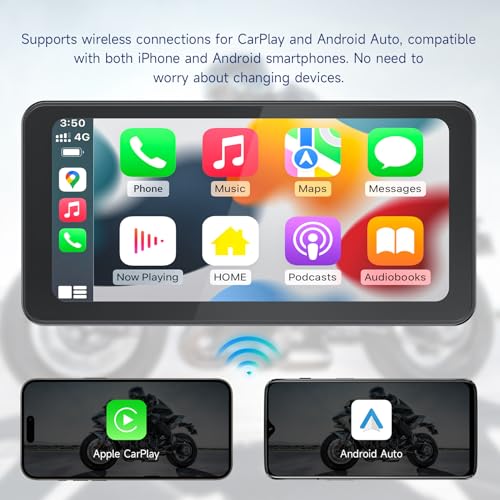 Spedal CL871 6.25" Motorcycle CarPlay ＆ Android Auto Screen, Full Body Waterproof, GPS Navigation for Motorbike, Bluetoot...