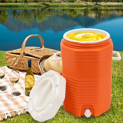 Insulated Cooler Dispenser Portable Sports Cooler Water Beverage Dispenser with Handle, Large Water Jug Water Cooler for P...