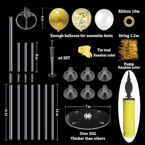 ZJDHPTY Gold Party Decorations 4Set Balloon Stand Table Centerpieces for Birthday Bridal Shower Wedding Anniversary Engage...