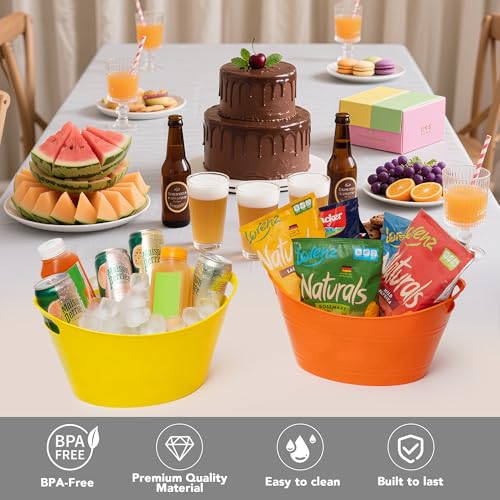 Tiawudi 6 Pack Ice Buckets with Handles, Ice Drink Tub for Party & Bar, Wine Beer Champagne Beverage Bottle Cooler, Plasti...