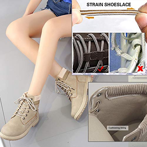 Athlefit Women's Work Waterproof Hiking Combat Boots Lace up Low Heel Booties Ankle Boots