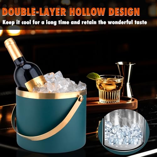 Ice Bucket, 3L Double-Wall Stainless Steel Insulated Ice Bucket With Lid and Ice-Tong, Ice-Buckets for Parties Home Bar, C...