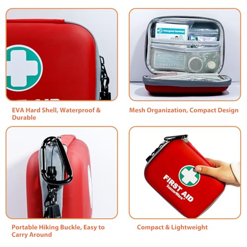 SuccorWare 150 Pieces Mini First Aid Kit - Small Medical Kit with Hard Shell - Emergency First Aid Kit for Car, Travel, Ho...