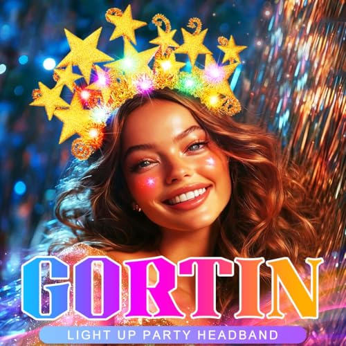 GORTIN Light up Star Headband LED Glowing Costume Headpiece Rave Hair Accessories for Women