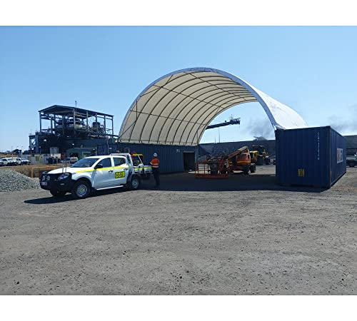 Mytee Products 40'(L) x 40'(W) Shipping Container Canopy Shelter - 21 Oz 610 GSM PVC White Cover Storage Container Roof wi...