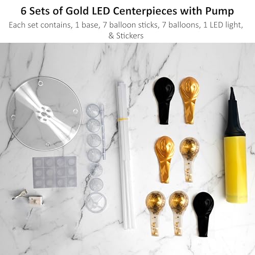 6 Set Balloon Stand Table Centerpieces with LED Lights for Party Decor, Balloons Centerpieces for Table, Balloon Stand Kit...