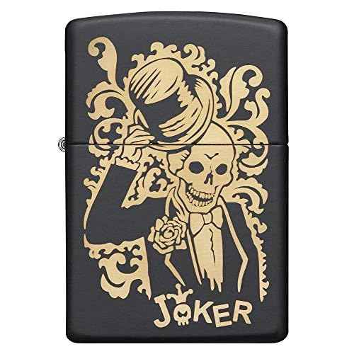 Zippo Joker Pocket Lighter, Black Matte Joker, One Size