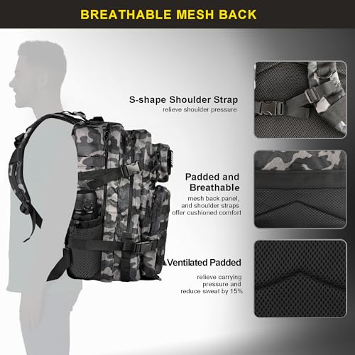 Zavothy 45L Military Tactical Backpack, Army 3-Day Assault Pack Bug Out Bag for Hiking Camping | Army, Bag, Large Rucksac...