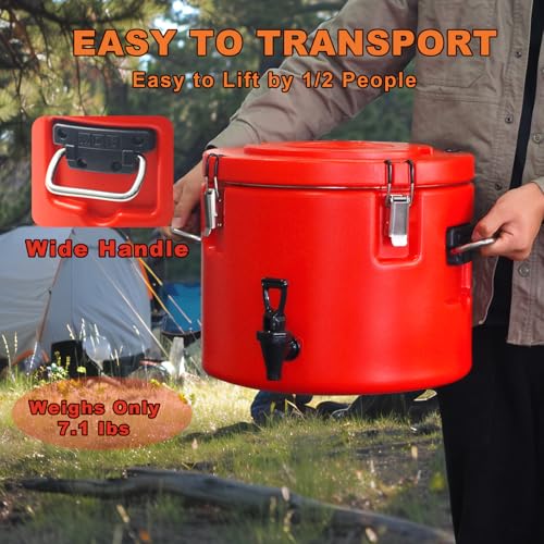 Insulated Beverage Dispenser Ice Chest Bucket,5 Gallon-Thermal Hot and Cold Drink Server Dispenser with 304 Stainless Stee...