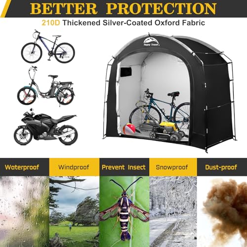 Happy Travel Bike Storage Shed Tent, Waterproof Portable Bicycle Cover with 30% More Top Storage Space for 2/3/4/5 Bikes,C...