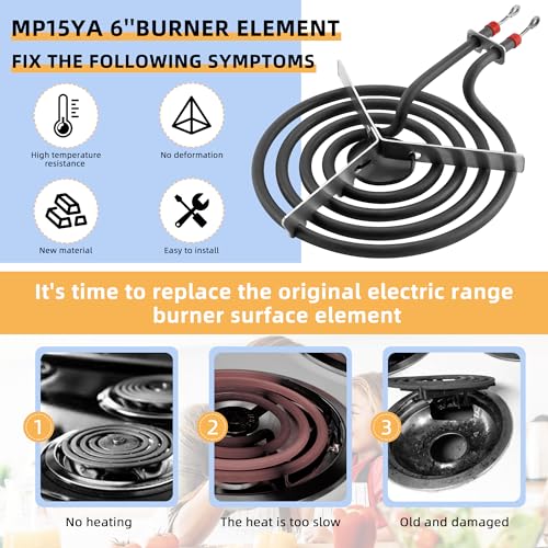 660532 MP15YA 1500W 4 Coil Electric Range Burner Element Unit 6" Fit for Whirl-pool Replacement Part by AMI PARTS - Replac...