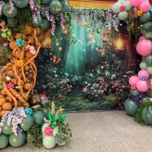 Spring Enchanted Forest Backdrop, Fairy Tale Wonderland Garden Backdrops for Photoshoot, Mushroom Butterfly Woodland Fairy...