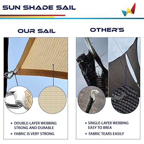 Windscreen4less 16' x 20' Sun Shade Sail Rectangle Outdoor Canopy Cover UV Block for Backyard Porch Pergola Deck Garden Pa...