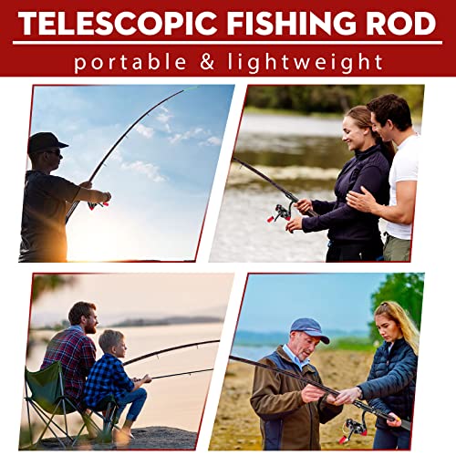 Fishing Rod and Reel Combos, Unique Design with X-Warping Painting, Carbon Fiber Telescopic Fishing Rod with Reel Combo Ki...