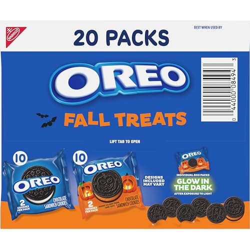 OREO Boo! Fall Treats Trick or Treat Halloween Cookies Variety Pack, 20 Snack Packs (2 Cookies Per Pack)