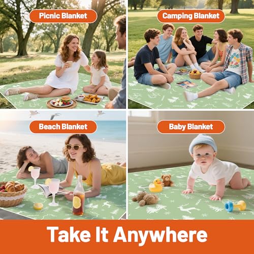 Extra Large Picnic Blanket 78" X 78" Foldable Washable Waterproof Sandproof Soft Cute Picnic Blankets Outdoor Picnic Mats ...