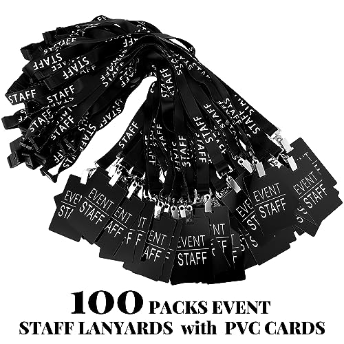 Qilery 50 Set Event Staff Lanyards with PVC Cards Lanyard Pass Staff Cards with Metal Swivel Hook for Concert Event Party ...