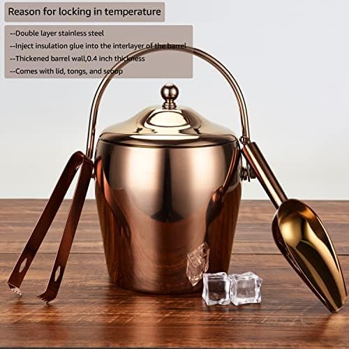 Ice Bucket with Lid, Scoop, IceTong,Stainless Steel Double-Wall Wine Ice Buckets for Parties,Beer and Wine Bucket,Bucket f...