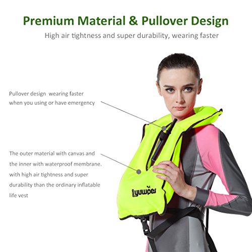 Lyuwpes Inflatable Snorkel Vest Adult Snorkeling Jackets Free Diving Swimming Safety Load Up to 220 Ibs