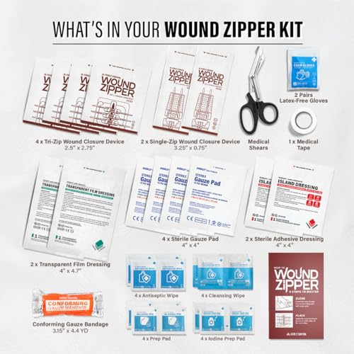 EVERLIT Wound Closure Kit | Surgical Zip-Stitch Devices for Cut & Laceration | Sterile, Suture-Free, Stitch-Less Adhesive ...