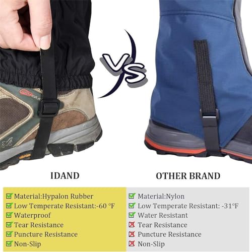 UNIQOCK Hiking Gaiters Lightweight Leg Gaiters Snow Gaiters Waterproof Windproof Durable Leg Cover Protect for Mountain Sn...