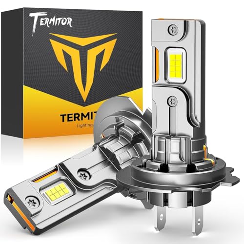 Termitor Latest H7/H7LL Bulbs, 50,000LM 900% Brightness, 6500K White Super Bright, 1:1 Halogen Size, 6500 Cool White H7 Fo...