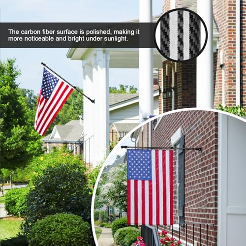 Msnaile 6FT Carbon Fiber Flag Pole, Flagpole for Outside House, Porch Flagpoles, Tangle Free Black Flag Pole Kit, Wind-Res...