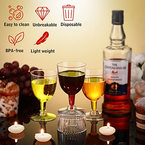 Thenshop 200 Pack 6 oz Disposable Plastic Wine Glasses with Stem, Clear Wine Glasses Cups for Weddings Birthdays Bridal Sh...