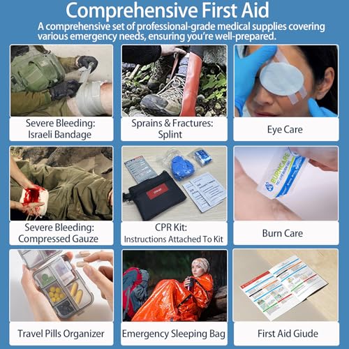 Besst Survivor Comprehensive First Aid Kits- Advanced Trauma Kits with Labeled Compartments, Large Emergencies Medical Kit...